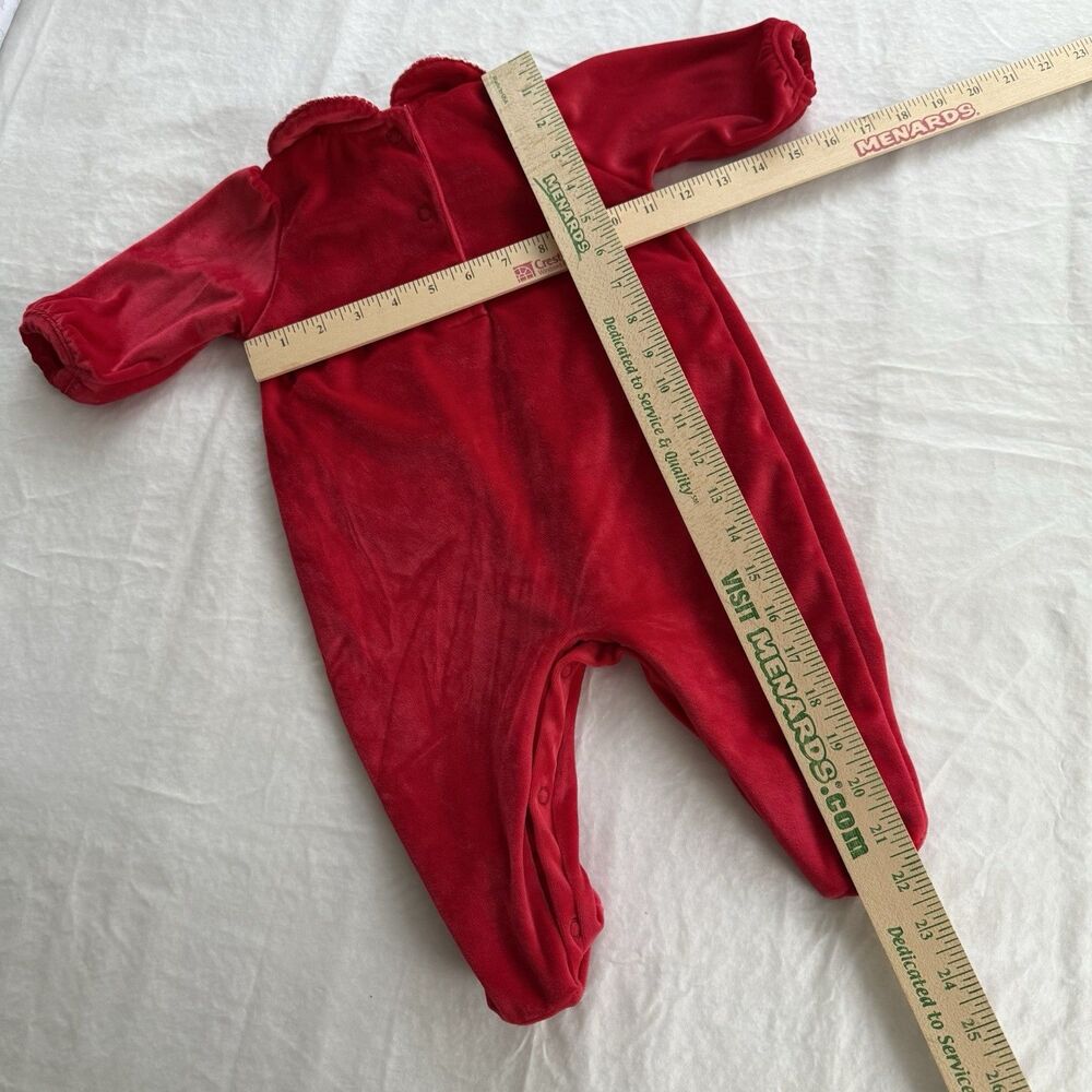 Vtg Footed Romper Red Teddy Bear Baby's 1st Christmas Baby Embroidered Sz 3-6M - Picture 2 of 7